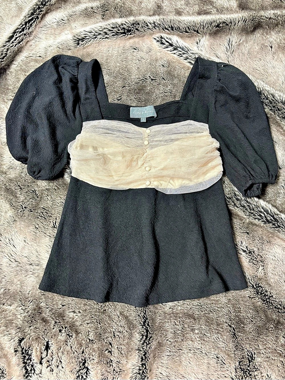 Sunday in Brooklyn Black & Cream Blouse Size Medium